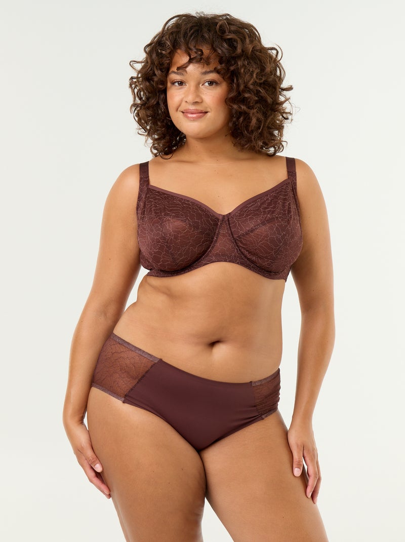 Full Cup Lace Bra Brown - Kiabi