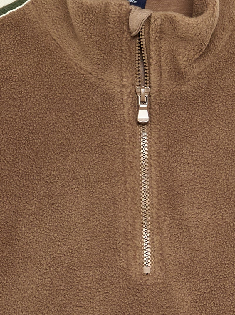 Funnel Neck Fleece Sweatshirt Khaki - Kiabi