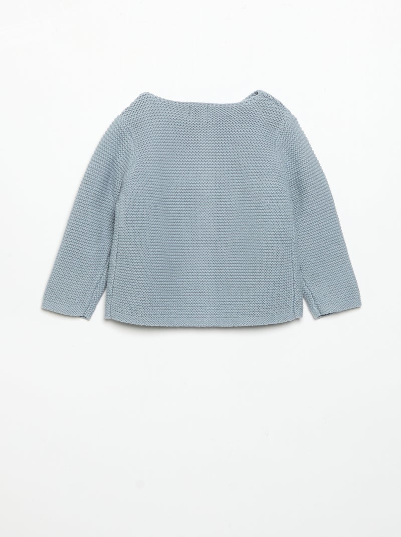 Garter Stitch Cardigan Blue - Kiabi
