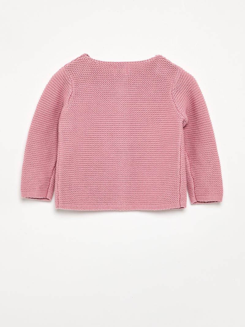Garter Stitch Cardigan Pink - Kiabi