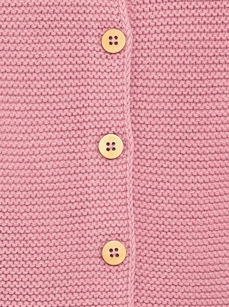 Garter Stitch Cardigan Pink - Kiabi