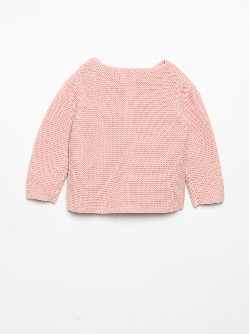 Garter Stitch Cardigan Pink - Kiabi