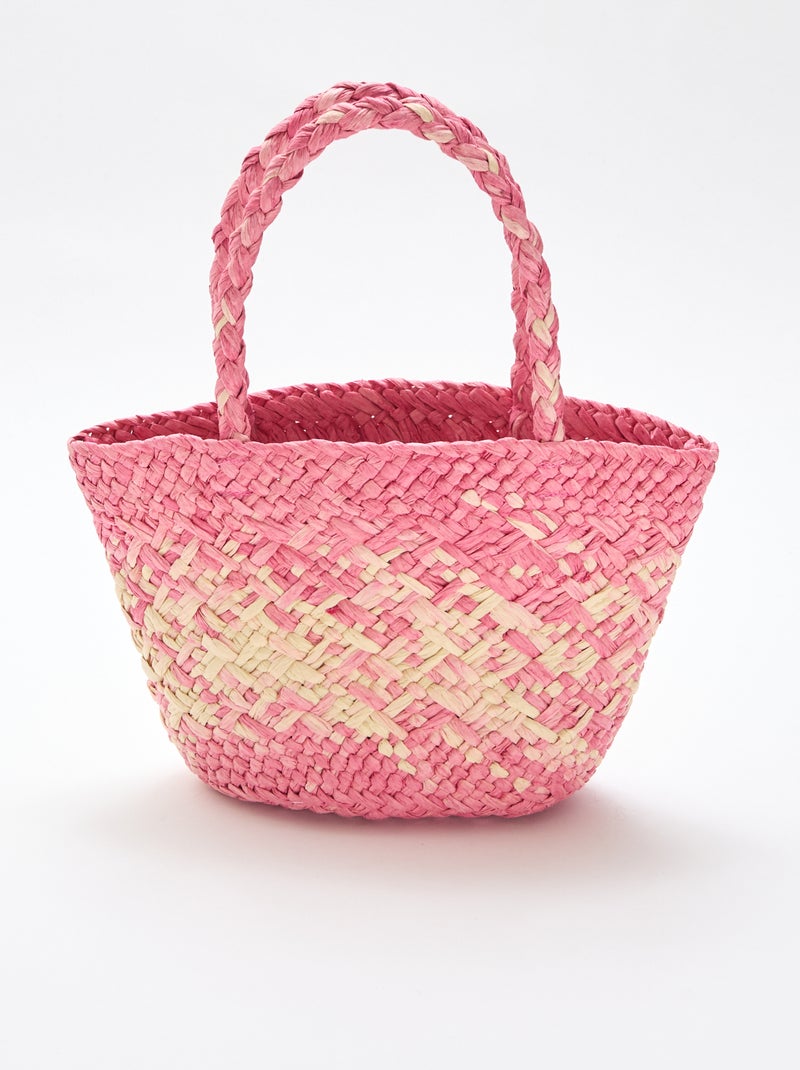 Geflochtene Papiertasche Rosa - Kiabi