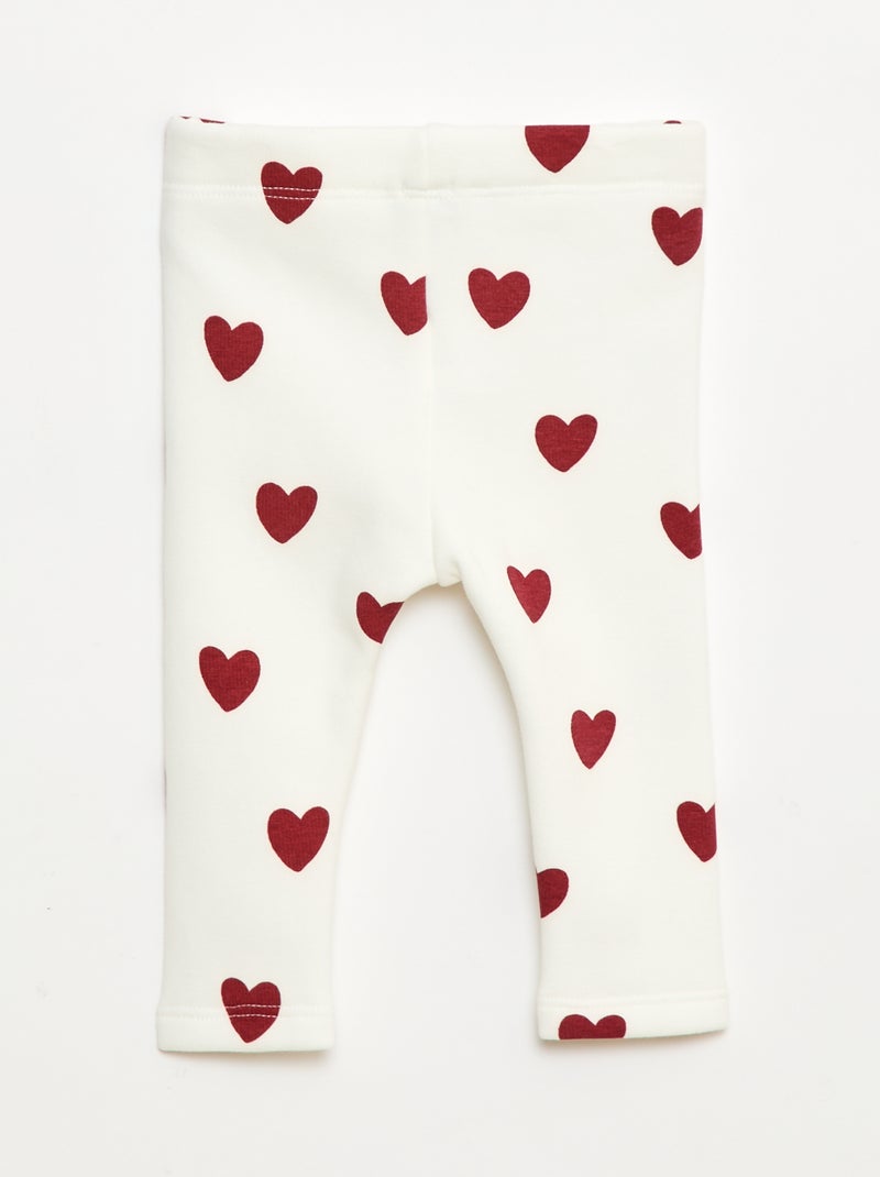 Gefütterte Molton-Leggings mit Schleife Blanc/rouge - Kiabi