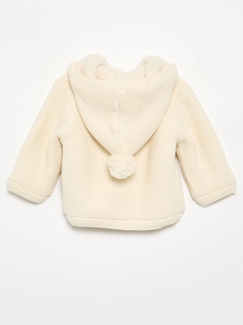 Gefütterte Strickjacke mit Kapuze im Perlmuster - Kiabi