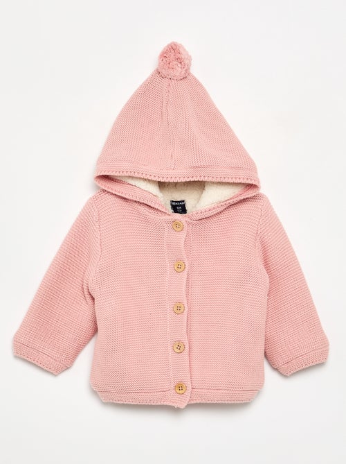 Gefütterte Strickjacke mit Kapuze im Perlmuster - Kiabi