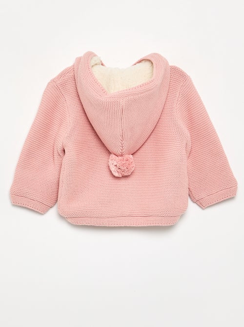 Gefütterte Strickjacke mit Kapuze im Perlmuster - Kiabi