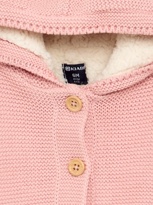 Gefütterte Strickjacke mit Kapuze im Perlmuster - Kiabi