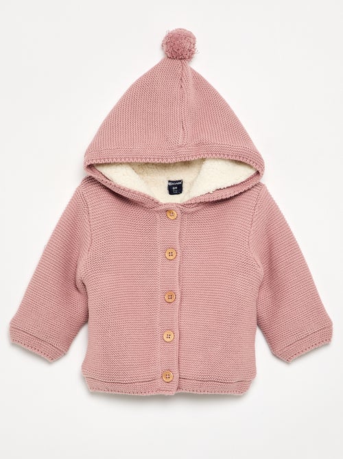 Gefütterte Strickjacke mit Kapuze im Perlmuster - Kiabi