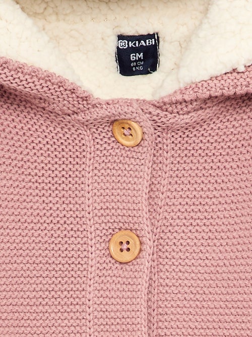 Gefütterte Strickjacke mit Kapuze im Perlmuster - Kiabi