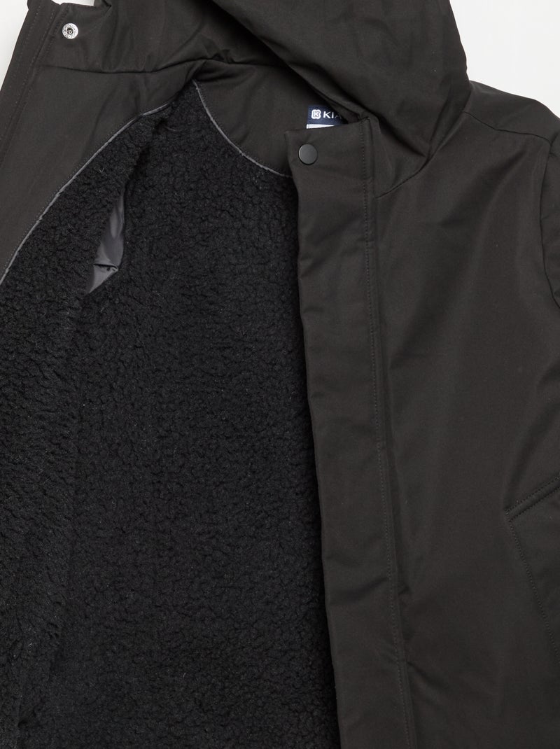 Gefütterter Parka mit Kapuze Noir - Kiabi