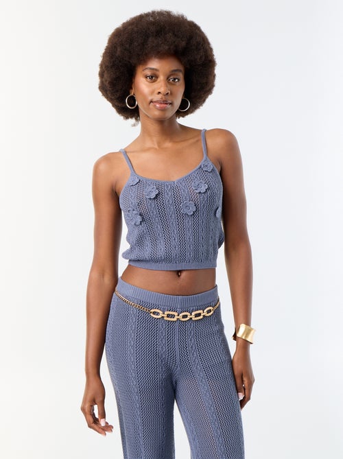 Gehäkeltes Tanktop mit gestickten Blumen - Kiabi Gehäkeltes Tanktop mit gestickten Blumen - Kiabi