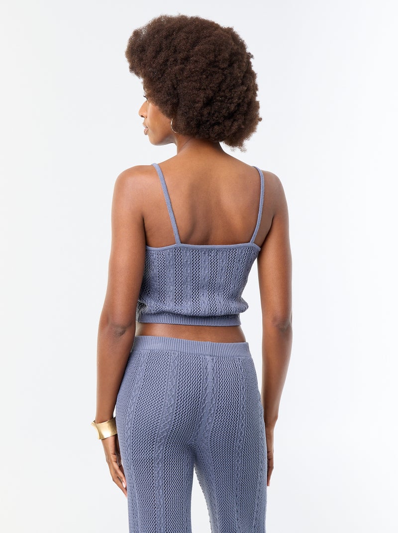 Gehäkeltes Tanktop mit gestickten Blumen Grau - Kiabi