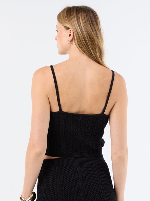 Gehäkeltes Tanktop mit gestickten Blumen - Kiabi