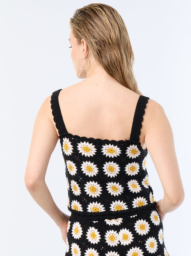 Gehäkeltes Top mit Muster Schwarz - Kiabi
