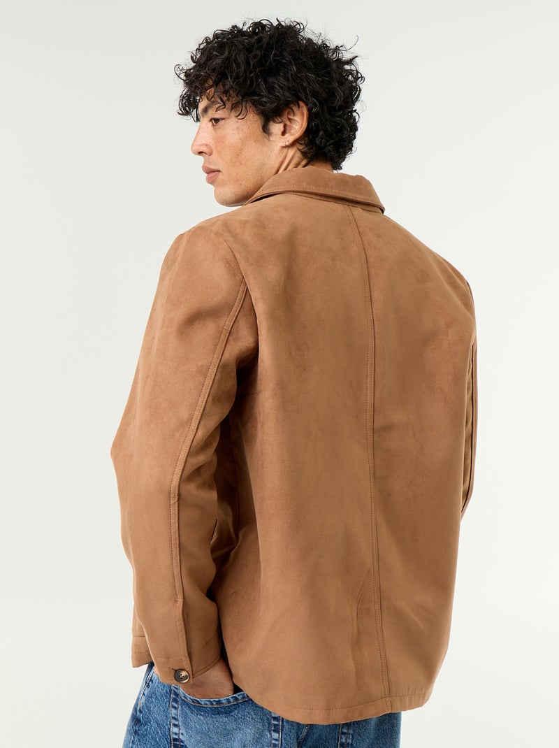 Geknöpfte Jacke aus Wildlederimitat mit aufgesetzten Taschen Marron - Kiabi