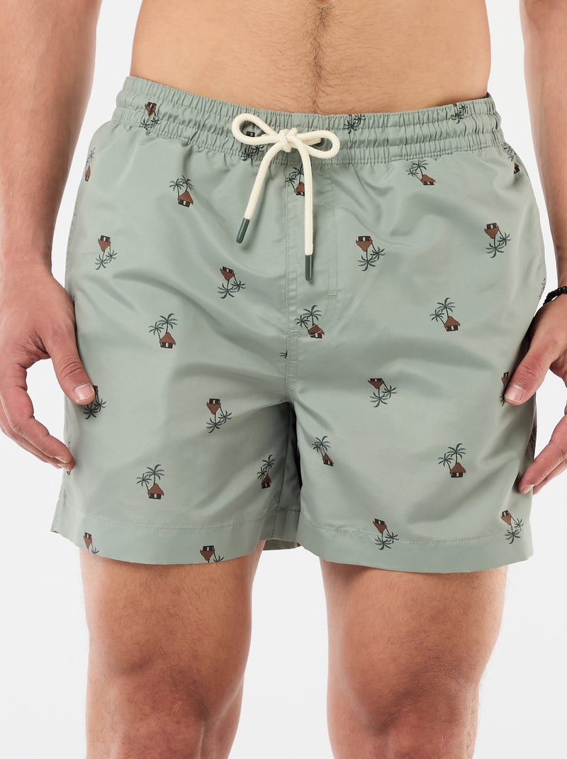 Gemusterte Badeshorts Khaki - Kiabi
