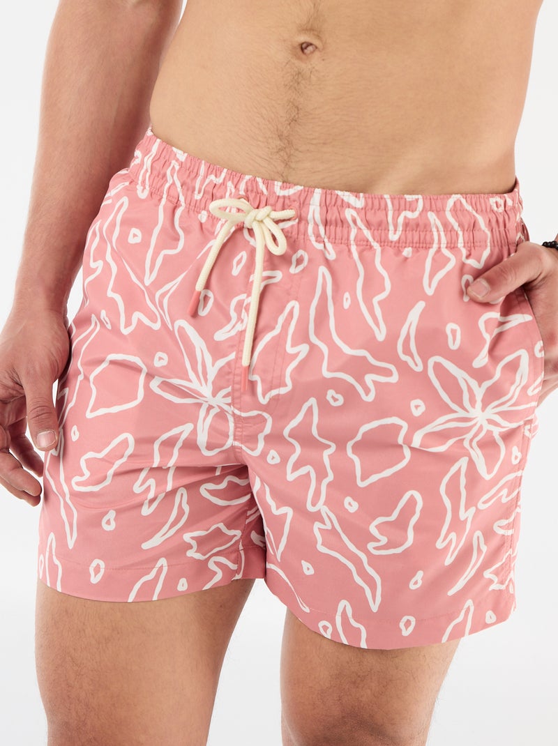 Gemusterte Badeshorts Rot - Kiabi