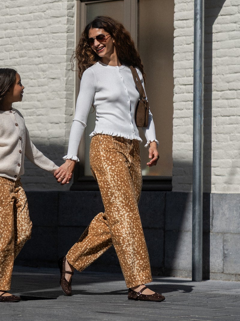 Gemusterte Denim-Hose Beige - Kiabi
