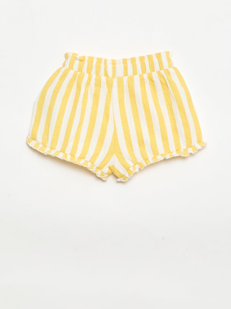 Gemusterte Shorts mit Rüschensaum GELB - Kiabi
