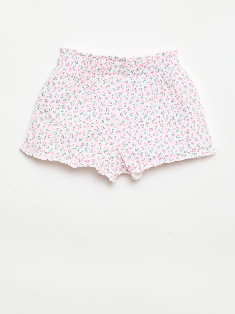 Gemusterte Shorts mit Rüschensaum Rosa - Kiabi