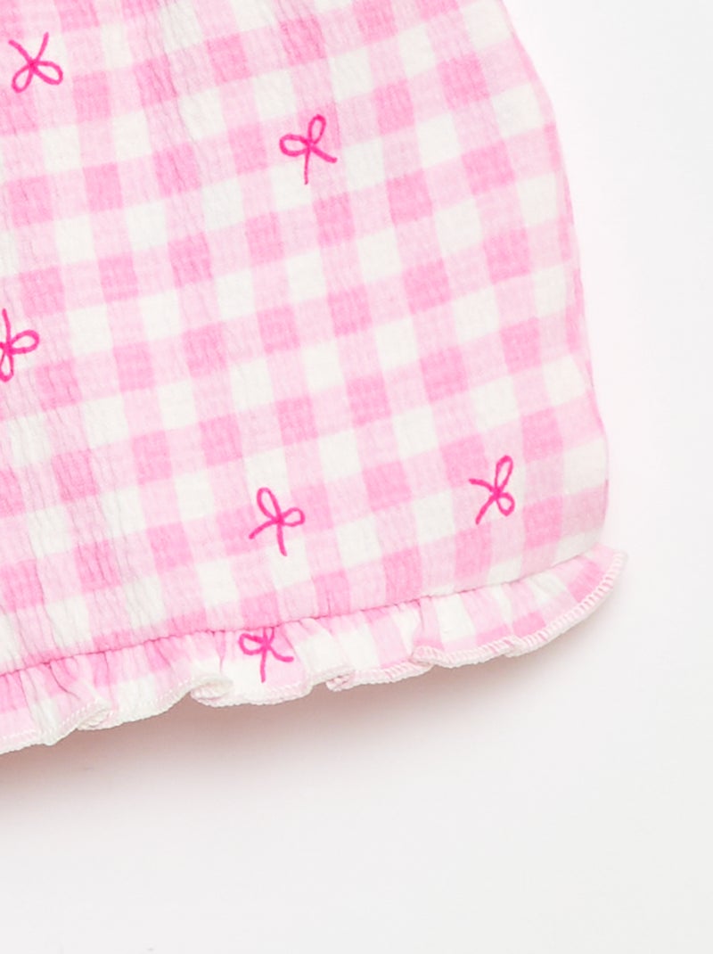 Gemusterte Shorts mit Rüschensaum Rosa - Kiabi