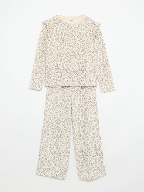Gemusterter Samt-Pyjama, 2-teilig – Sweatshirt und Hose - Kiabi