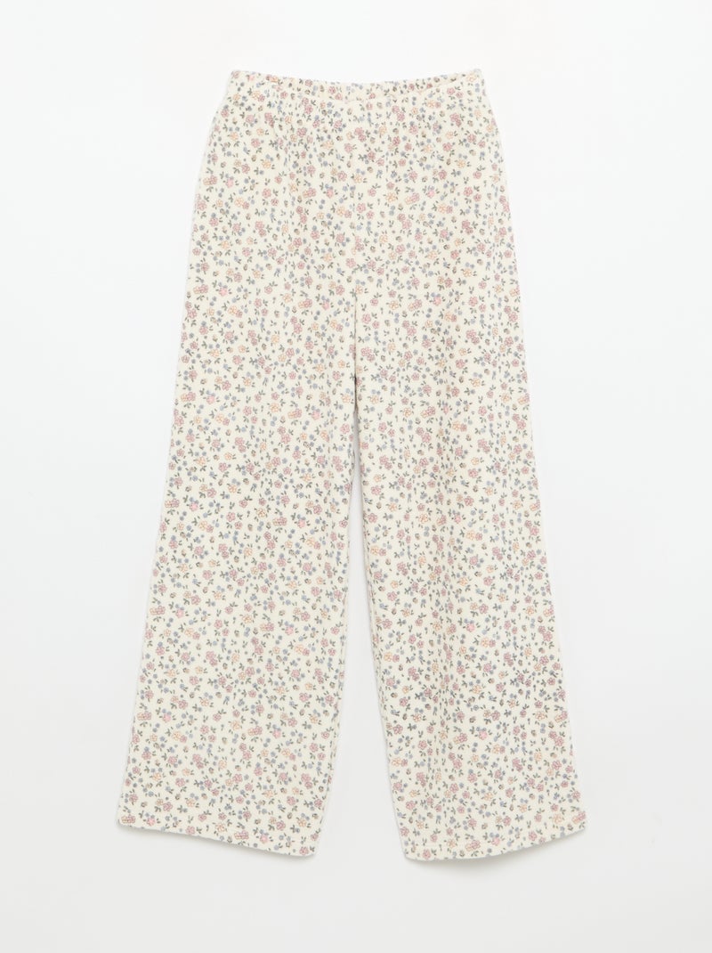 Gemusterter Samt-Pyjama, 2-teilig – Sweatshirt und Hose Beige - Kiabi