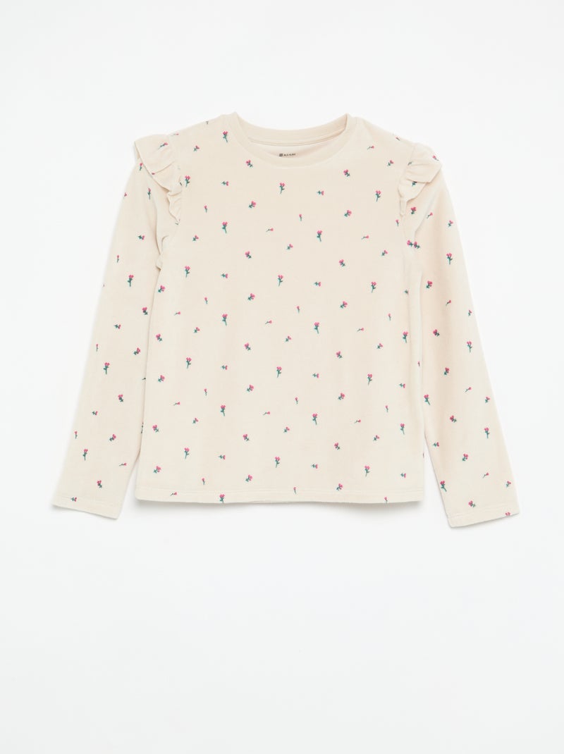 Gemusterter Samt-Pyjama, 2-teilig – Sweatshirt und Hose Rose - Kiabi
