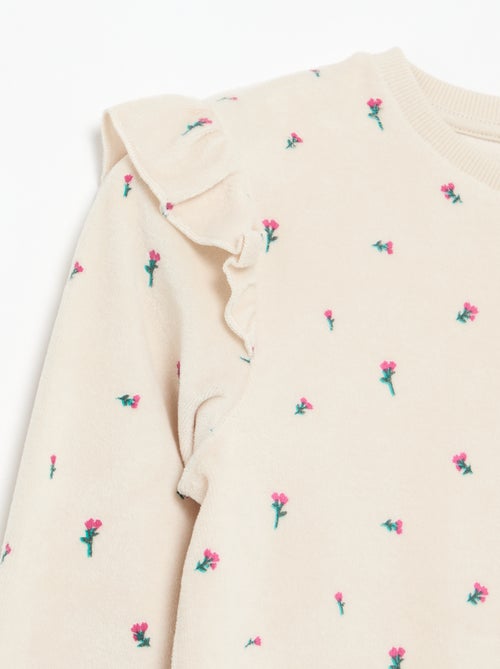 Gemusterter Samt-Pyjama, 2-teilig – Sweatshirt und Hose - Kiabi