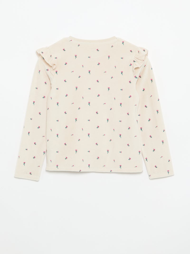 Gemusterter Samt-Pyjama, 2-teilig – Sweatshirt und Hose Rose - Kiabi