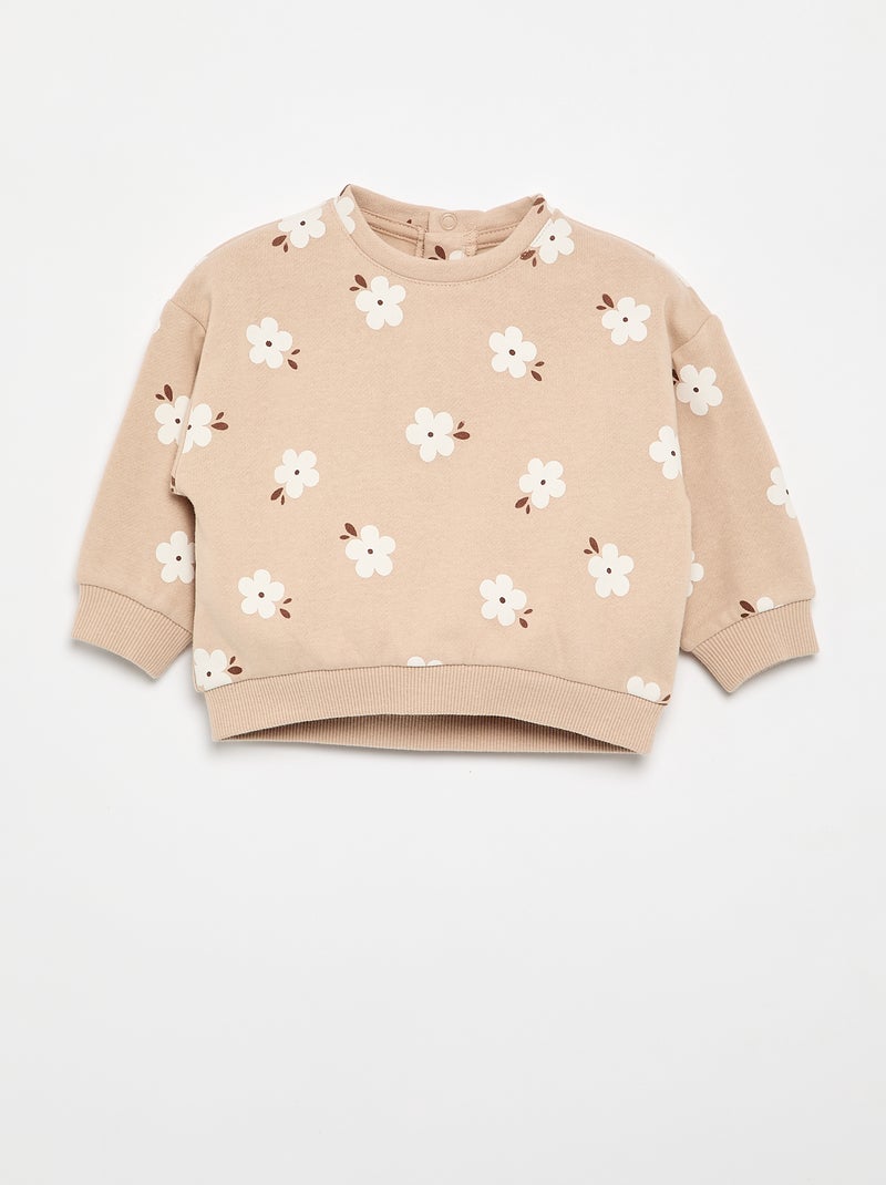 Gemustertes Molton-Sweatshirt Beige - Kiabi