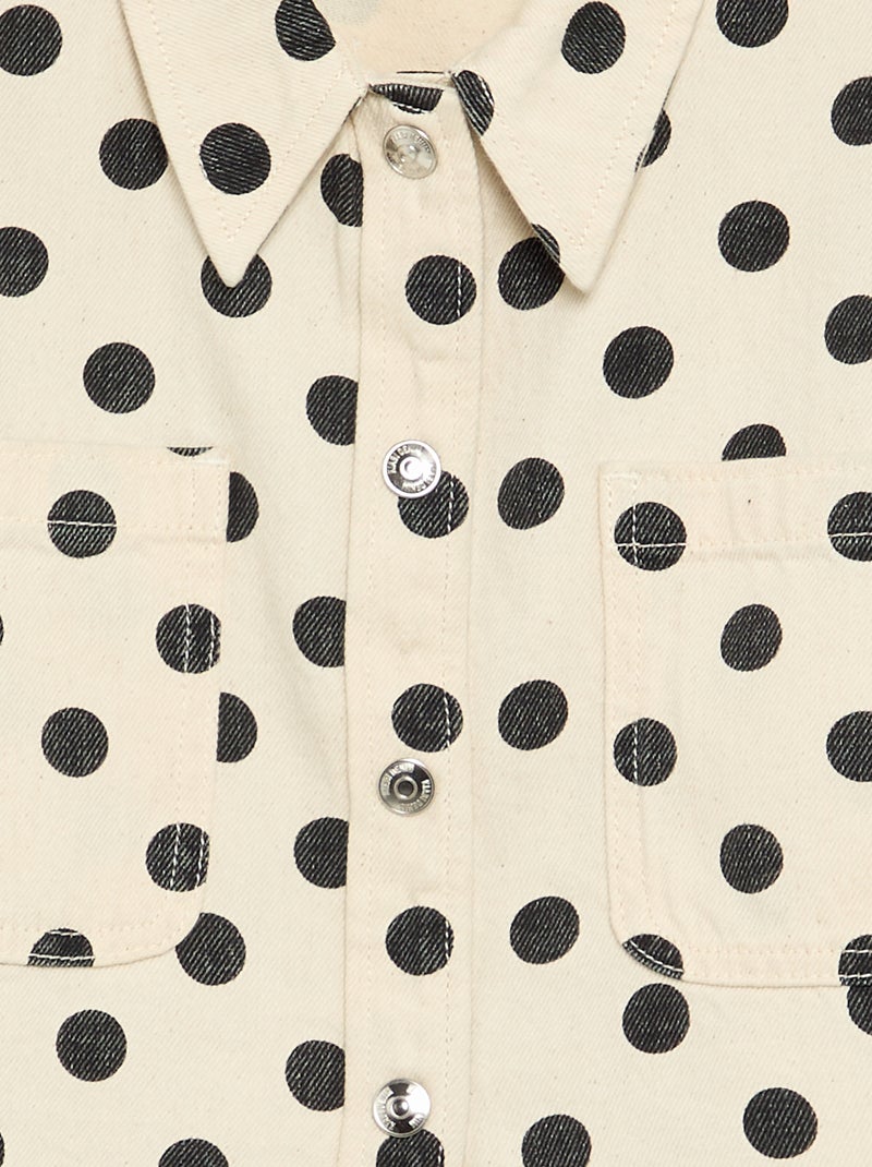 Gepunktete Denim-Bluse Blanc - Kiabi