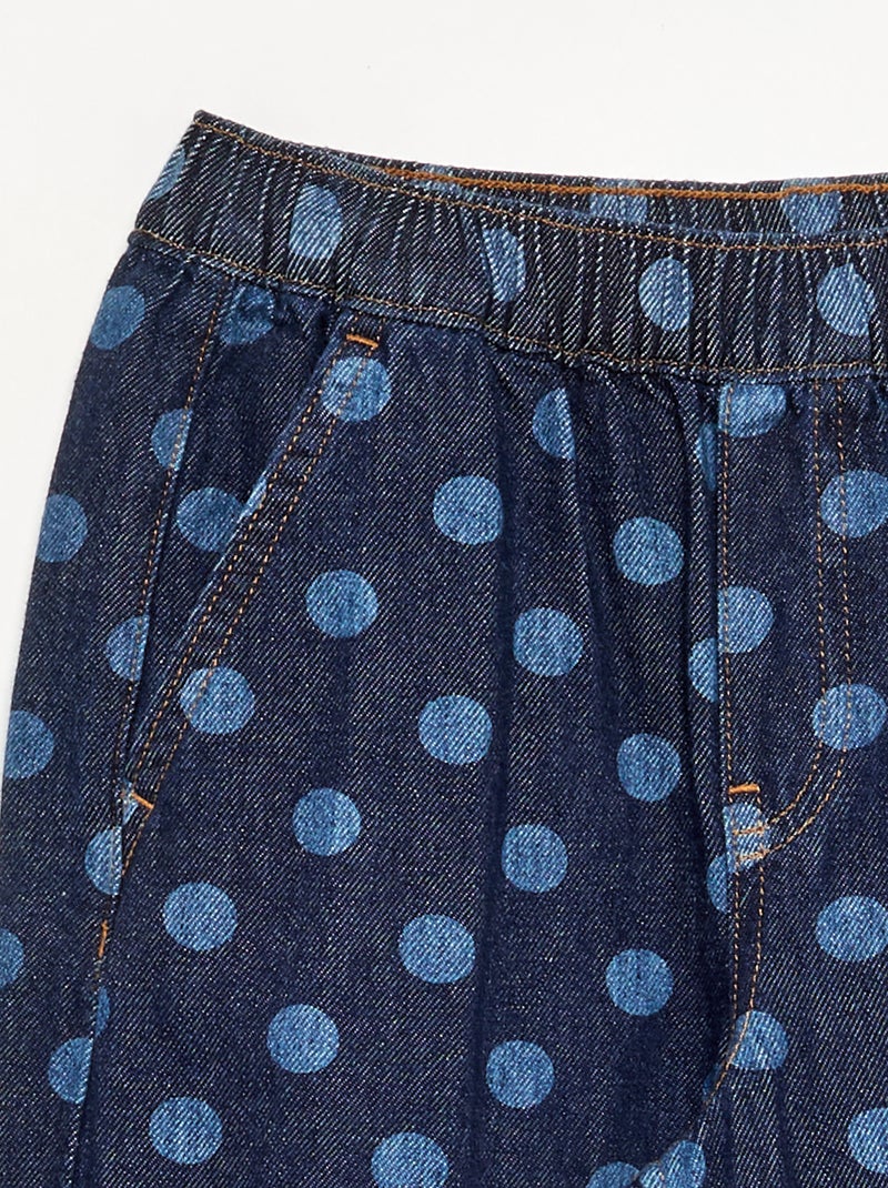 Gepunktete Denim-Hose in Barrel-Form Blau - Kiabi