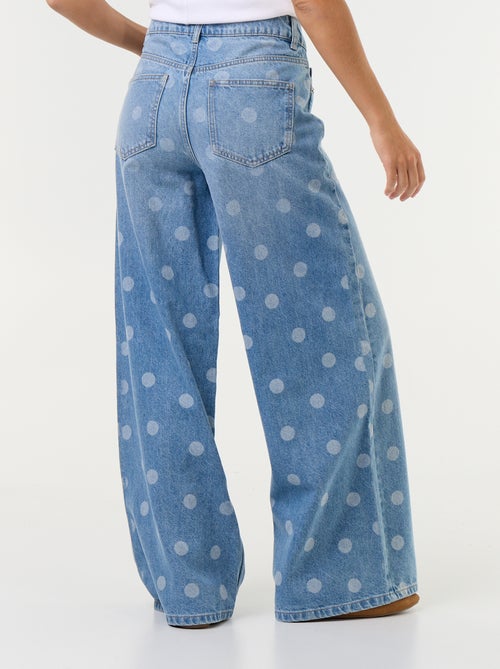 Gepunktete High Waist Wide Leg Jeans - Kiabi