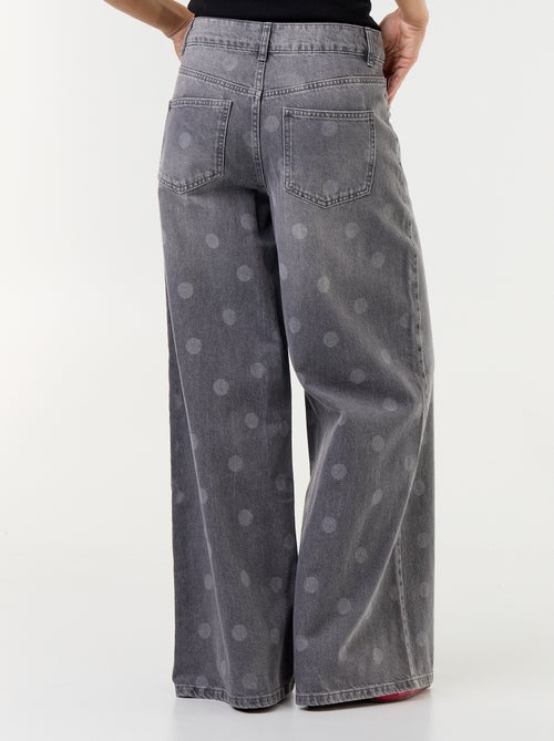 Gepunktete High Waist Wide Leg Jeans - Kiabi