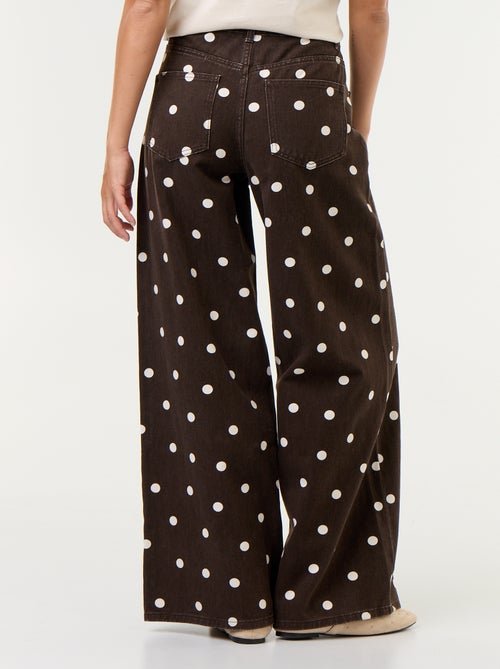 Gepunktete High Waist Wide Leg Jeans - Kiabi