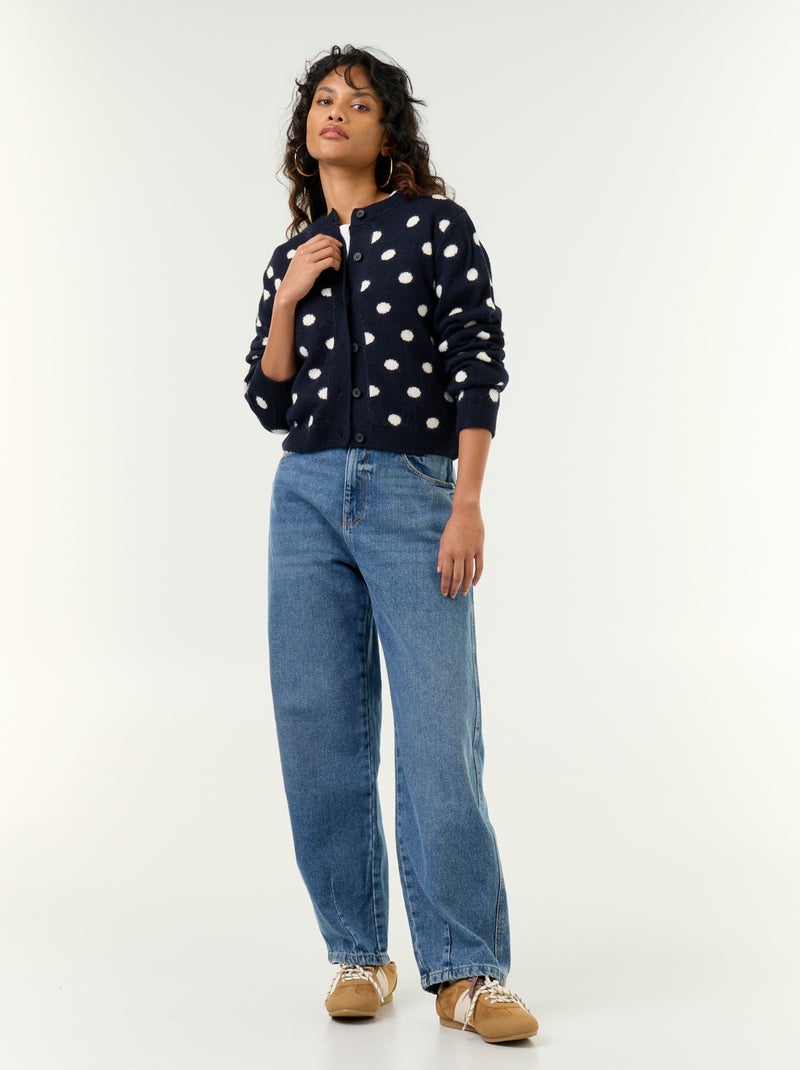 Gepunktete Strickjacke mit langen Ärmeln Bleu - Kiabi