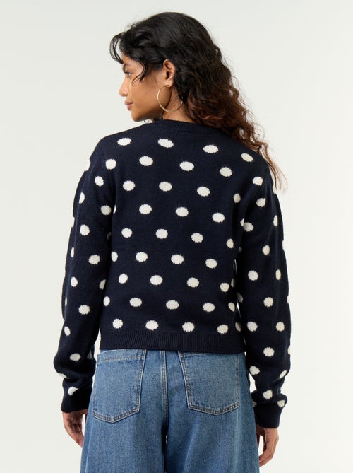 Gepunktete Strickjacke mit langen Ärmeln - Kiabi
