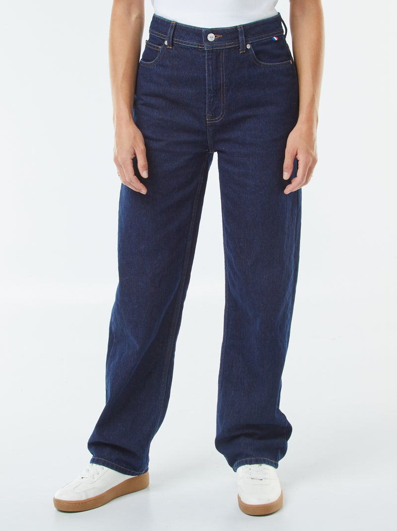 Gerade geschnittene High-Waist Jeans Blau - Kiabi