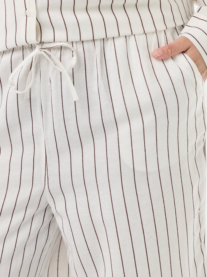Gerade geschnittene Hose aus Leinen-Mix Weiß - Kiabi