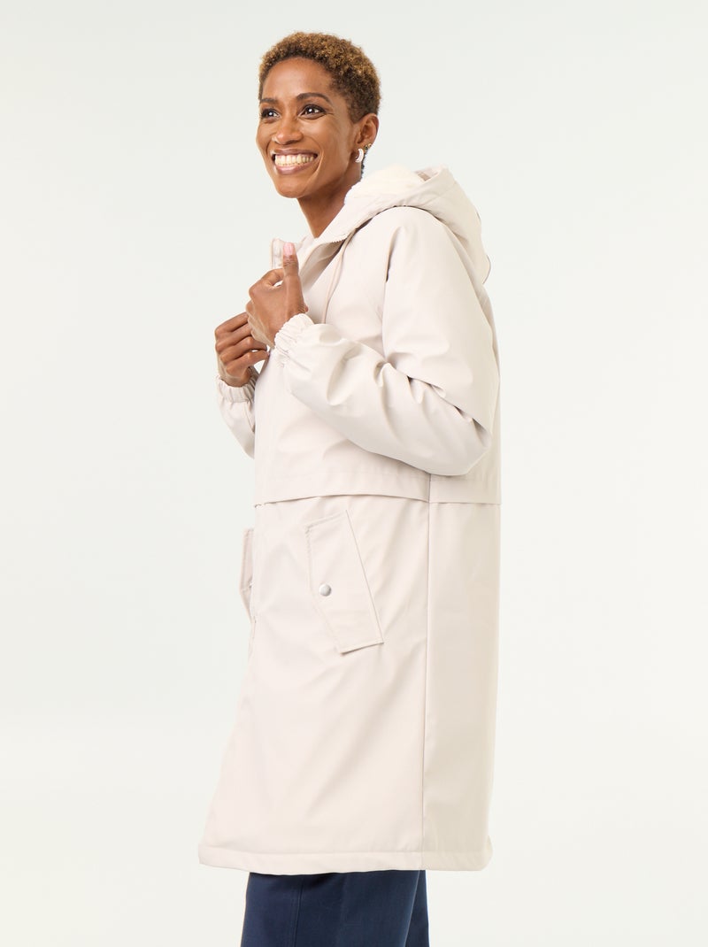 Gerader Parka mit Kunstfellfutter Gris - Kiabi