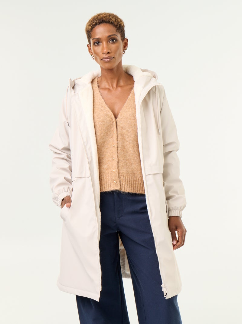 Gerader Parka mit Kunstfellfutter Gris - Kiabi