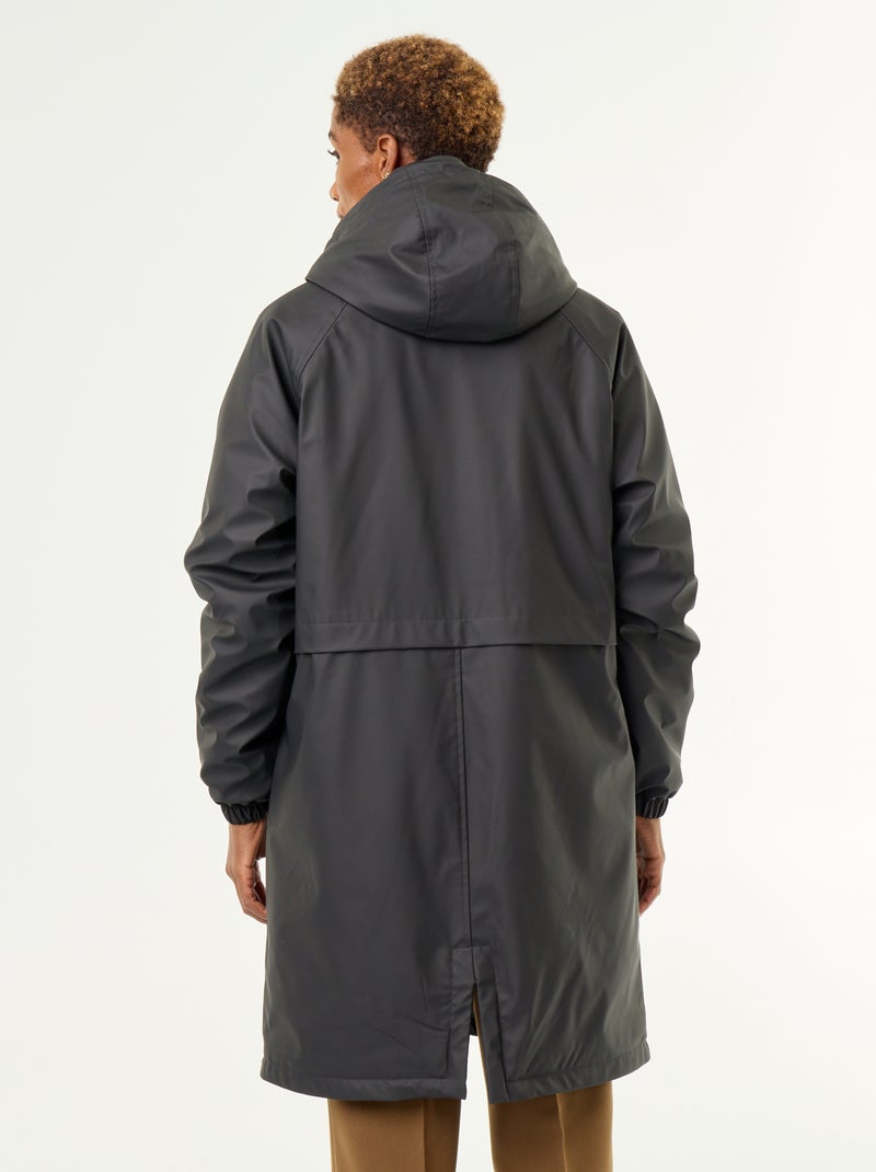 Gerader Parka mit Kunstfellfutter Noir - Kiabi