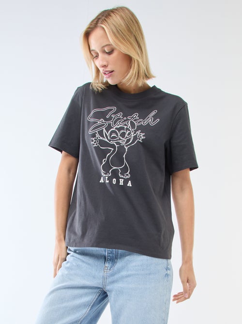 Gerades T-Shirt mit 'Stitch'-Print - Kiabi