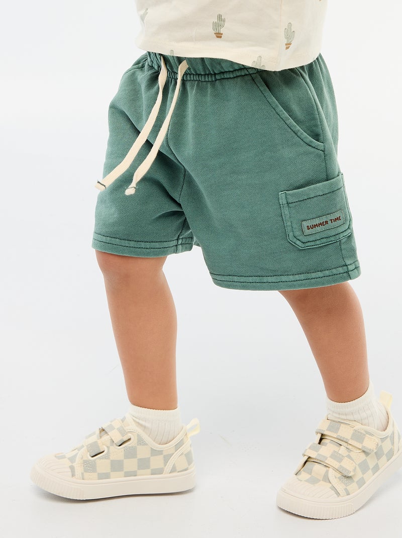 Gerades Uni-Short aus French Terry Baumwolle Grün - Kiabi