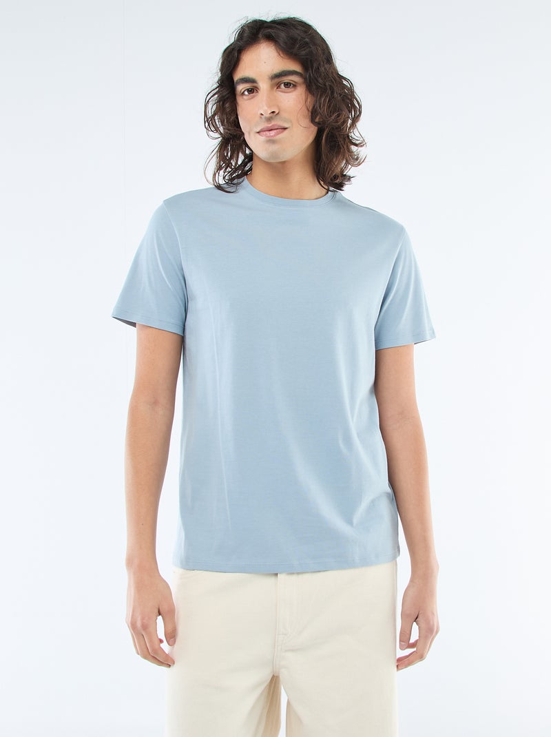 Gerades unifarbenes Jersey-T-Shirt Blau - Kiabi
