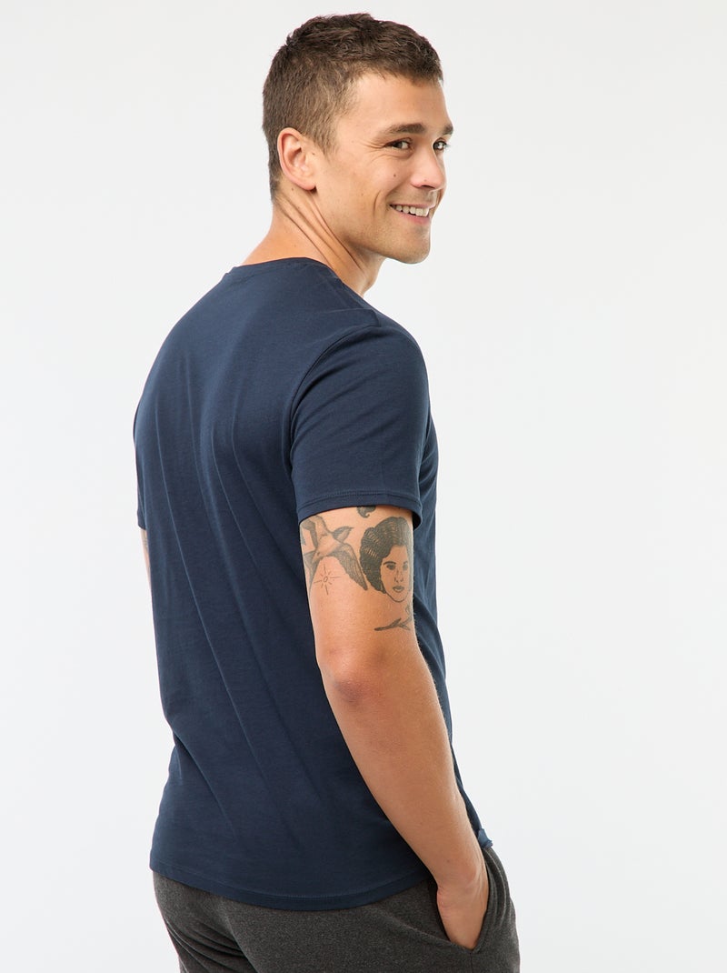 Gerades unifarbenes Jersey-T-Shirt Marineblau - Kiabi