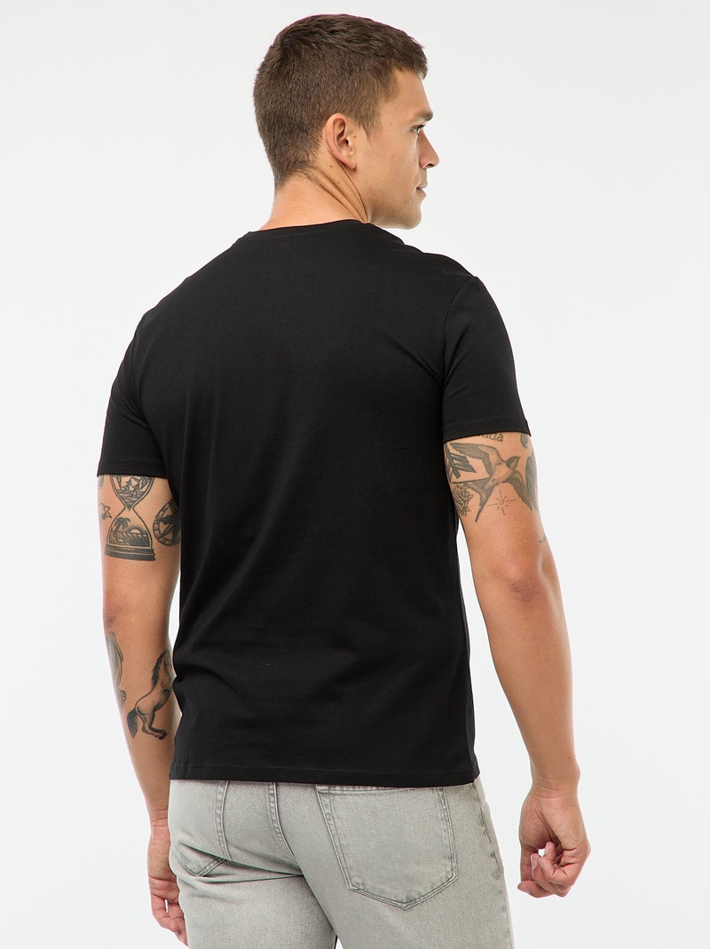 Gerades unifarbenes Jersey-T-Shirt Schwarz - Kiabi