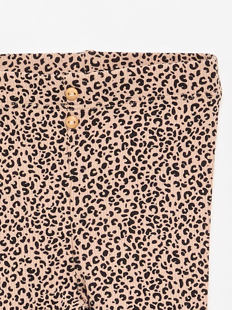 Gerippte lange Leggings mit Muster Beige - Kiabi